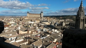 View of Toledo - the alcázar on the skyline and the cathedral on the right